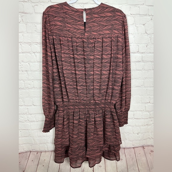 YAS Rush sheer long sleeve pleated drop waist tiered dress, sz XL, NWT $129 - Picture 8 of 8